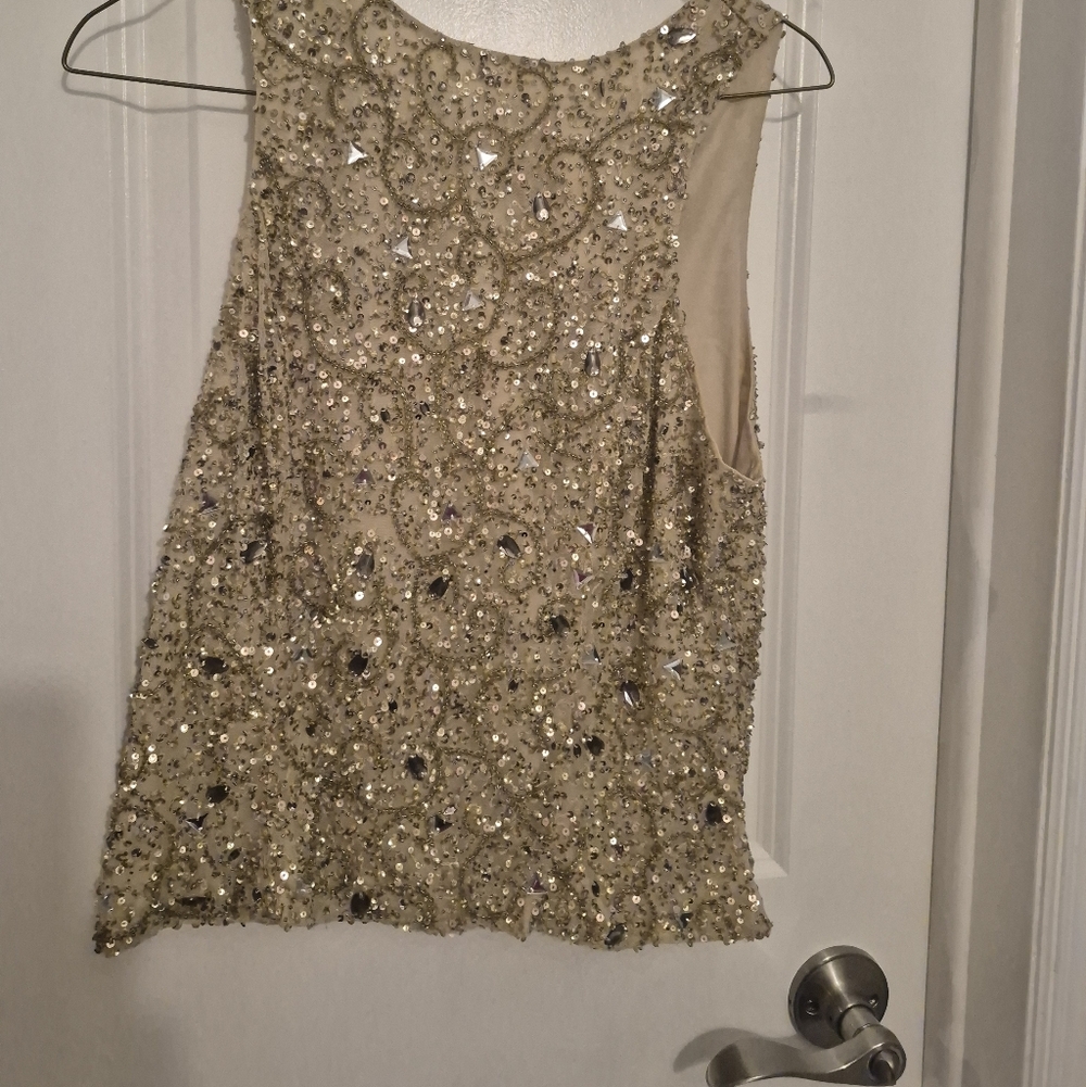 Gold Sequin Sleeveless Top